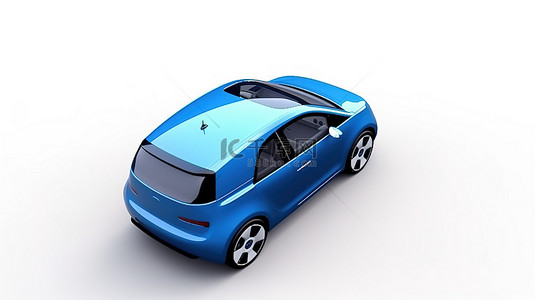 时尚的蓝色城市汽车，配有空白画布，适合您富有想象力的设计 3D 渲染