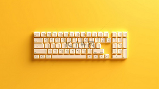 精美黄色背景图片_其最精美的黄色键盘具有简约性，并具有 3D 制作的充足复制空间