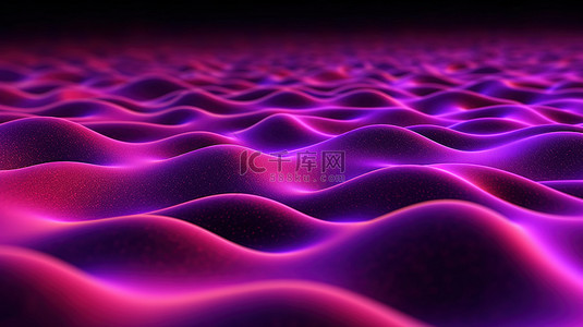 深粉色背景背景背景图片_波浪地板上粉色和紫色数字粒子的抽象 3D 渲染