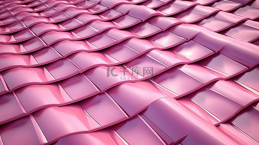 四边形图形背景图片_带粉红色菱形图案的四边形瓦屋顶的 3D 渲染