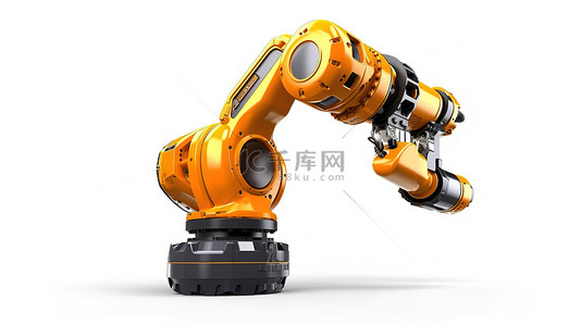 工业机器人手臂背景图片_计算机生成的白色背景上机器人手臂焊接的图像