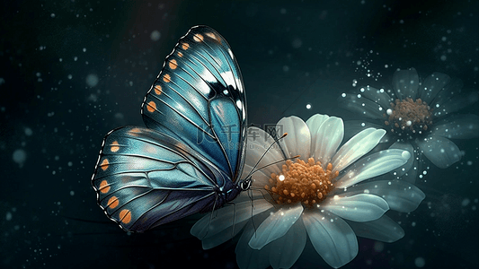 蝴蝶鲜花荧光背景