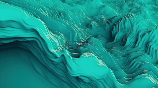 3d 渲染中泡沫绿松石波的鸟瞰图