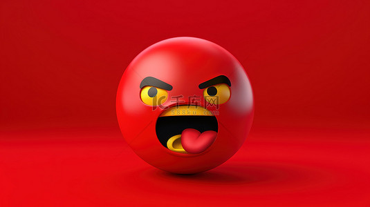 愤怒生气背景图片_象征愤怒的 Facebook 反应的红色气球的 3D 渲染