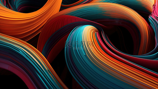 螺旋彩色背景图片_时尚的 3D 抽象背景设计中的螺旋彩色线条