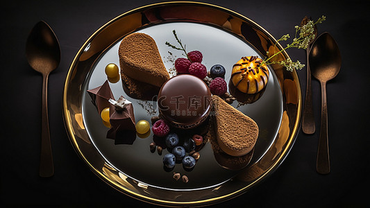巧克力慕斯蛋糕背景图片_甜品蛋糕摆盘