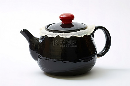 药浴和艾条背景图片_黑色茶壶是白色和红色的，有把手