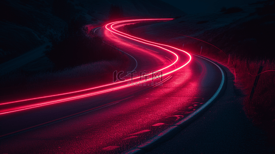 夜晚山路上红色灯光线条流线纹理的背景6