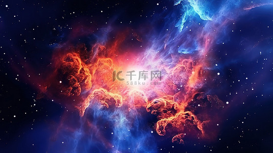 宇宙星际背景图片_星际宇宙 耀眼的星云和神秘星系的 3D 插图