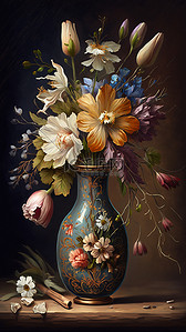 陶瓷花盆背景背景图片_花朵花瓶复古背景