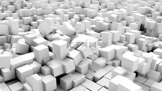 抽象白色立方体的 3d 渲染