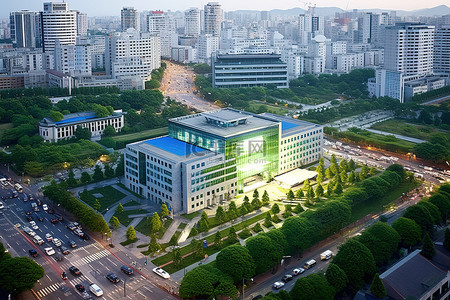首尔城市背景图片_中韩大学首尔市政府本部照片