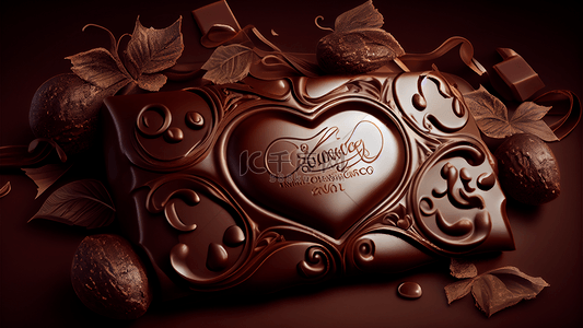 爱心图案背景图片_巧克力爱心形叶子图案
