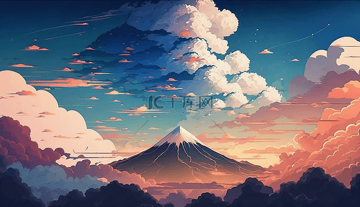 天空唯美场景插画背景