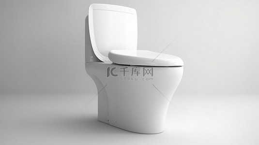 时尚现代的白色陶瓷马桶，位于干净的白色背景上，以 3D 渲染