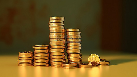 增强的货币价值是商业 3d 渲染中成功金融投资的象征