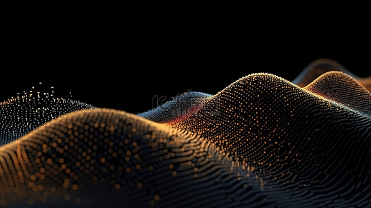 手绘网络科技背景图片_3D 渲染技术背景，深色色调抽象波点