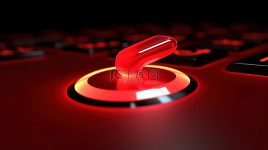 编码器背景图片_带有鼠标手形光标的红色程序按钮的 3d 插图