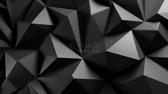 纹理图案背景背景图片_3D 抽象背景中的黑色多边形形状令人惊叹的插图