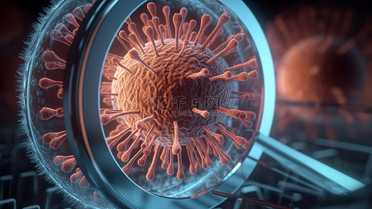 感染新冠病毒背景图片_空调系统内 3D 模拟病毒的放大视图