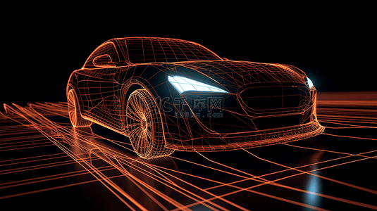 光点线科技车背景图片_汽车科技抽象背景