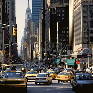 城市街道背景图片_曼哈顿中部