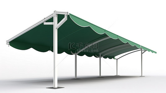商店的建筑背景图片_遮阳篷或遮阳篷的白色背景隔离 3D 渲染