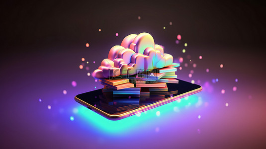 智能尖端背景图片_用于尖端技术网络的智能手机和云的 3D 渲染