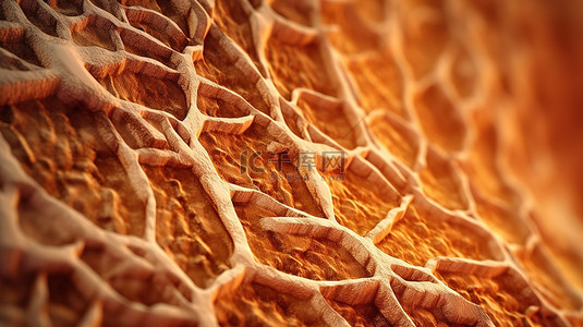 皮肤问题问题背景图片_鱼鳞病皮肤细胞恶化的详细 3D 渲染，宏观干燥