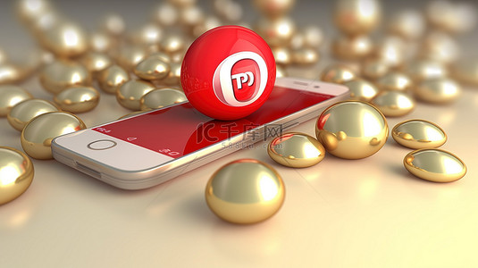 pinterest on the go 智能手机上应用程序的 3D 插图