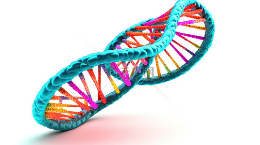 白色背景上 DNA 模型的 3d 插图