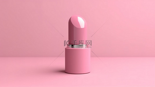 天然温泉背景图片_粉色口红单色图标 3D 渲染在柔和的粉色背景上