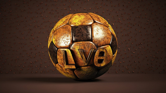 词背景背景图片_足球启发的爱 3D 渲染词由足球纹理制成