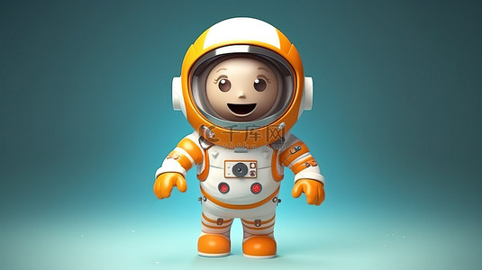 有趣的太空探索者 3D 渲染角色