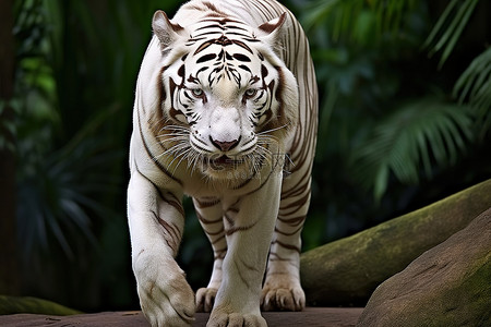 克兰银蓝背景图片_帕克兰动物园的白虎