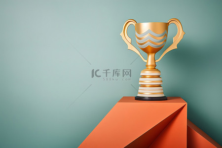 小金背景图片_放置在奖杯设计顶部的小金奖杯