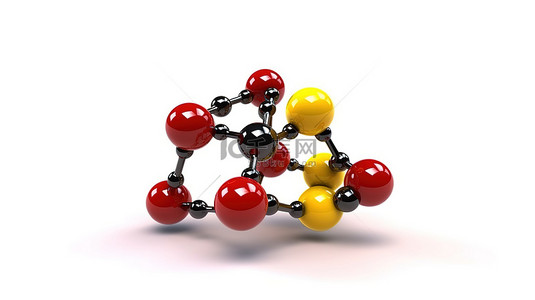 白色背景上孤立分子的 3d 插图