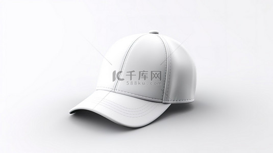瓦楞箱样机背景图片_白色背景上空白白帽或帽子样机的 3D 渲染