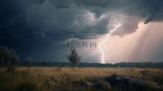 下雨天背景图片_夜空深色闪电