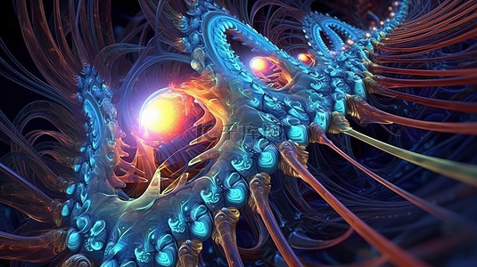 外艺术背景图片_通过计算机生成外星生物的 3D 分形设计