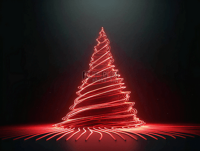 新年的挂饰背景图片_发光线条圣诞树圣诞节新年节日广告背景