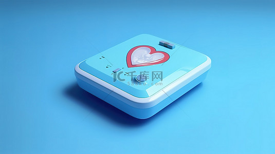 蓝色背景便携式心脏监测设备的 3D 渲染，用于医疗保健