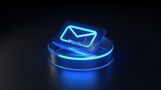 未读邮件图标背景图片_带有未读通知的蓝色电子邮件图标 3D 插图
