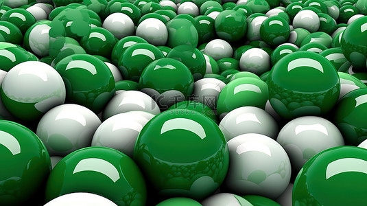 绿色和白色球体背景的令人惊叹的 3D 插图