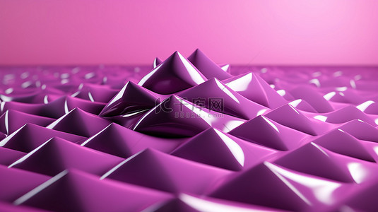 充满活力的紫色背景上粉红色几何形状的 3D 渲染