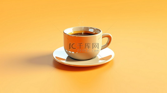 咖啡厅茶背景图片_明亮背景下咖啡杯的 3D 渲染