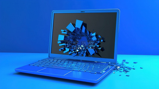 蓝屏代码背景图片_笔记本电脑的 3D 渲染显示可怕的蓝屏错误