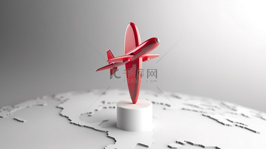 机场大巴背景图片_机场导航 3D 渲染飞机指针和针在白色背景上代表航空旅行概念