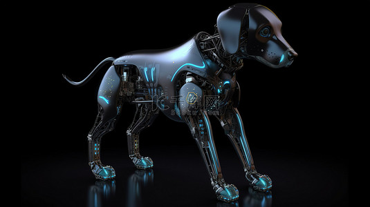 孤立的黑色背景 3d 渲染的 x 射线狗机器人