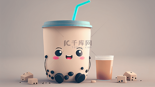 奶茶可爱表情插画背景